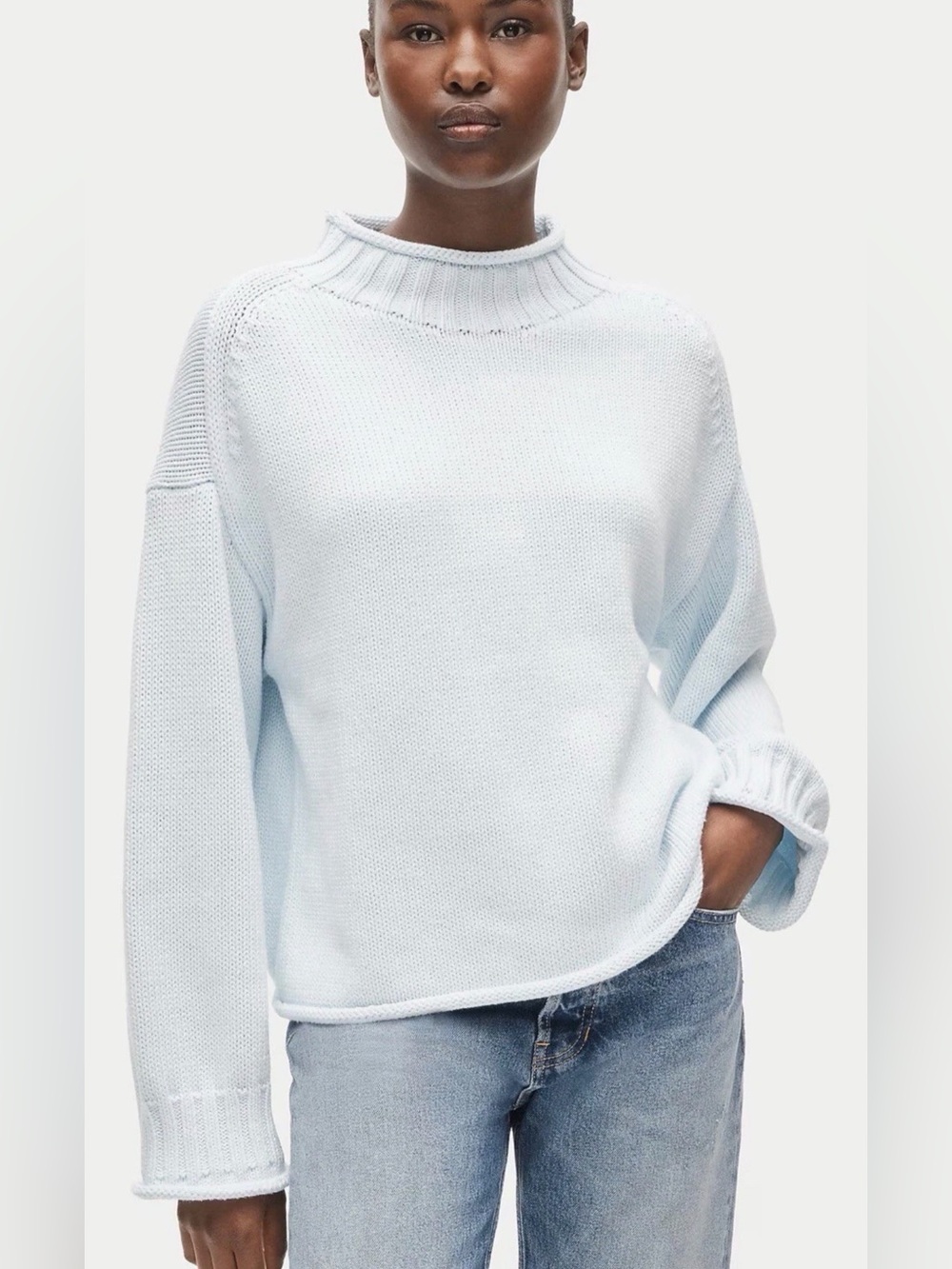 J CREW  2025 100% Cotton Rollneck™ sweater in Sheer Blue Cm712